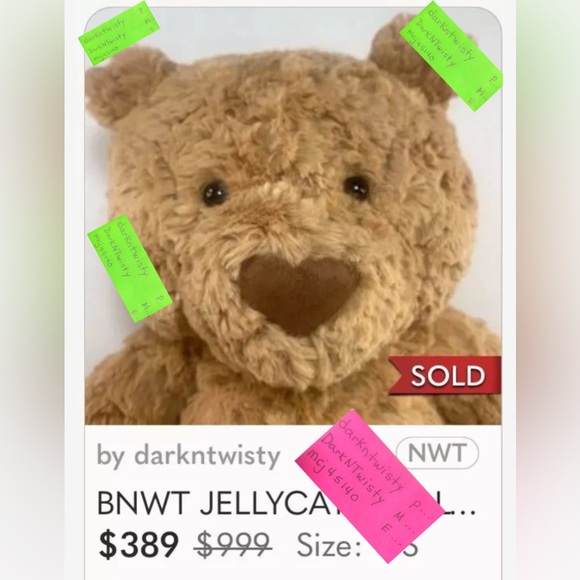 1 (one) BNWT JELLYCAT TINY BARTHOLOMEW BEAR GREAT STOCKING STUFFER PRICE FIRM - Picture 12 of 16